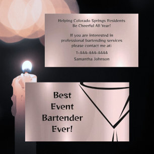 Shiny Rose Gold Event Bartender Carte de visite