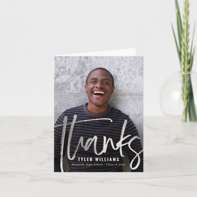 Shiny Strokes Moderne Graduation Carte de remercie (Devant)