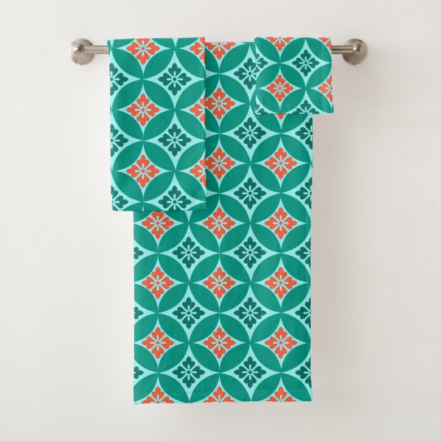 Shippo avec Motif Fleur, Turquoise et Coral (En situation)