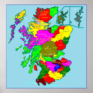 Shires de l'Ecosse et affiche de clans