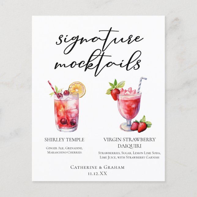 Shirley Temple Strawberry Daiquiri Mocktails Menu (Devant)