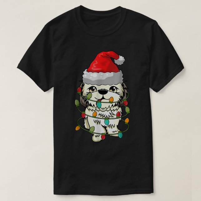 Shitzu Chien moche de Noël Sweat de Noël lumières  (Design devant)