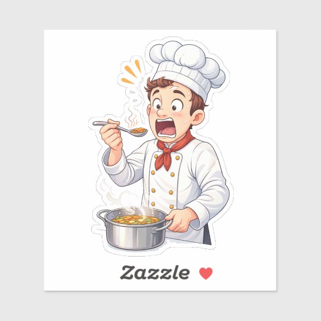 Shocked Chef Tasting Hot Custom-Cut Vinyl Sticker (Feuille)