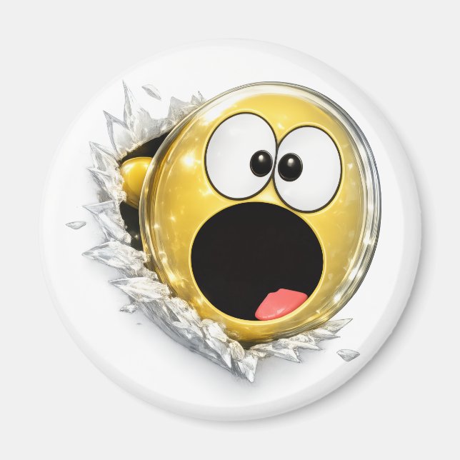 Shocky 3D Emoji Round Magnet (Devant)