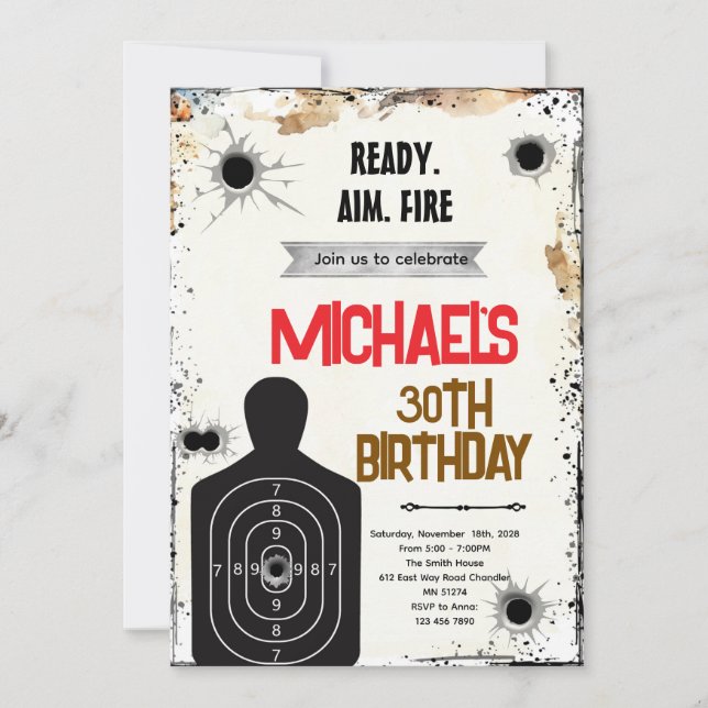 Shooting Range birthday party Invitation (Devant)
