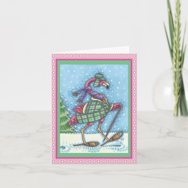 SHOOTS DE NEIGE HIVER FLAMANT ROSE ROSE CARTE DE S (Devant)