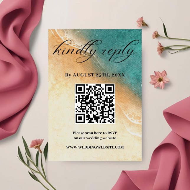 Shoreline Tropical Beach Wedding Carte RSVP (Créateur téléchargé)