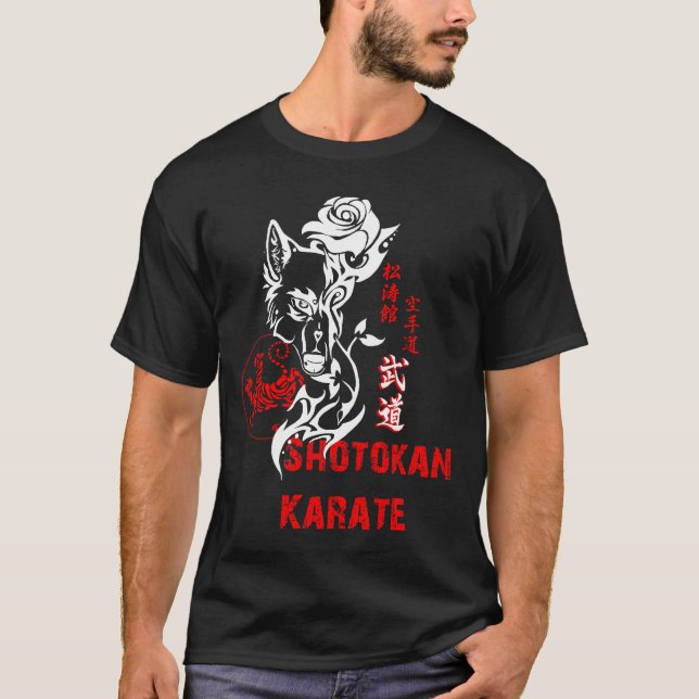 Shotokan Karate Lone Budo Wolf - Karate T-Shirt (Devant)