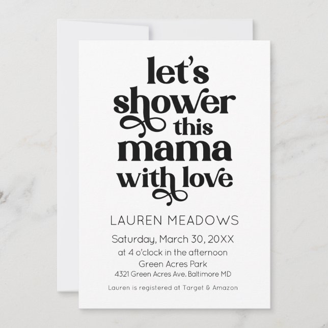Shower This Mama Typography Invitation (Devant)