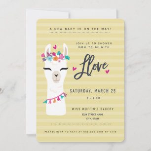 Showered in Llove // Lama baby shower Invitation