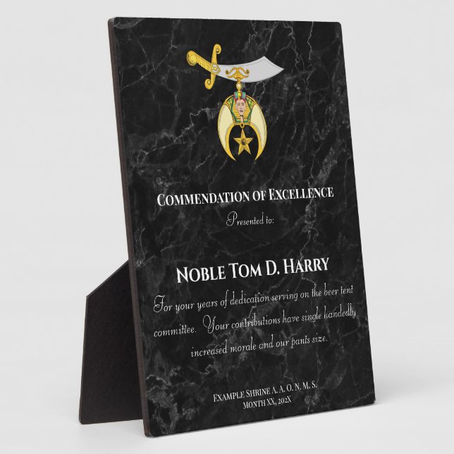 Shriners Appreciation Award Plaque (Côté)