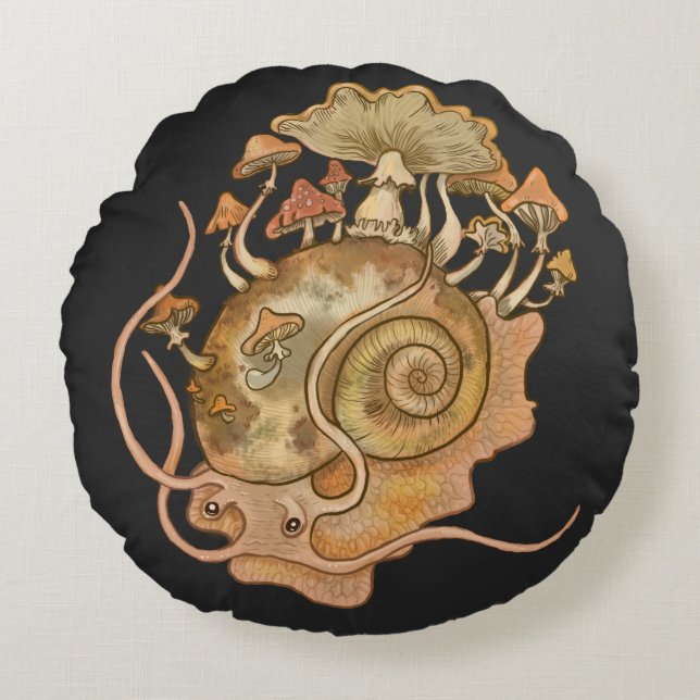 Shroom Snail Spirit Animal Coussin rond (Devant)