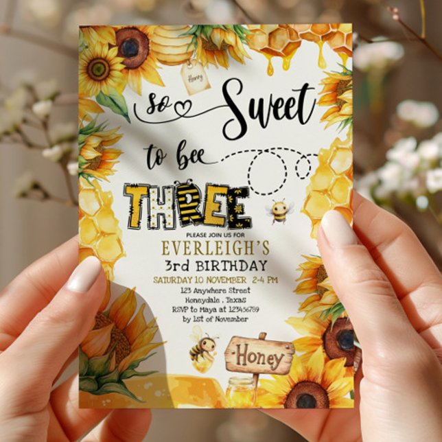 Si doux d'être trois Invitation d'anniversaire 3 a (Créateur téléchargé)