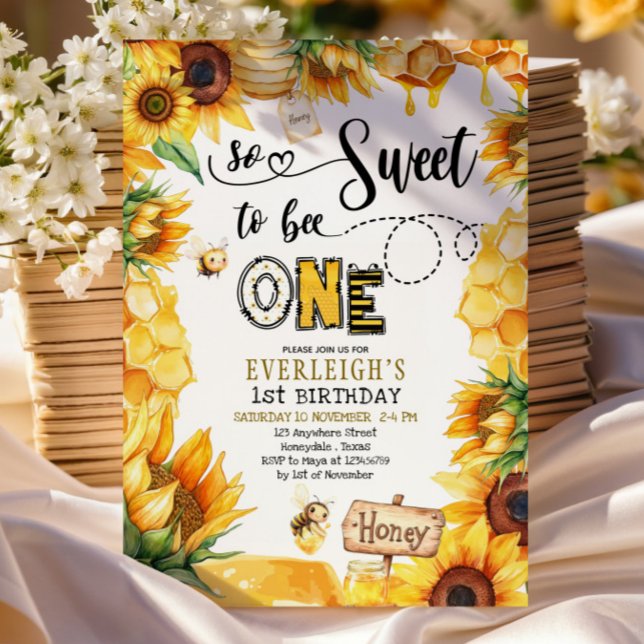 Si doux d'être une invitation de 1er anniversaire  (Créateur téléchargé)