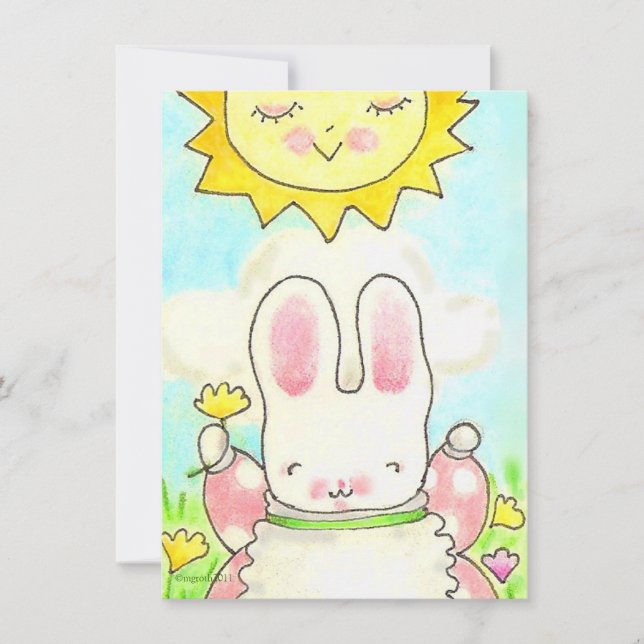 'si grande' fille lapin invitation d'anniversaire (Devant)