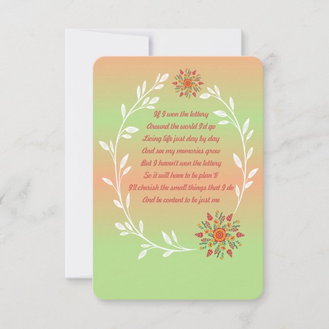 Si j'ai gagné la carte poème de loterie (Devant)