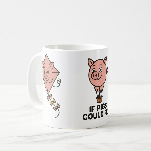 Si les cochons pouvaient voler - mug à café drôle (Devant gauche)