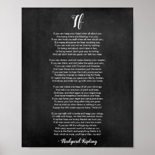 Si Poème de Rudyard Kipling Poster noir et blanc
