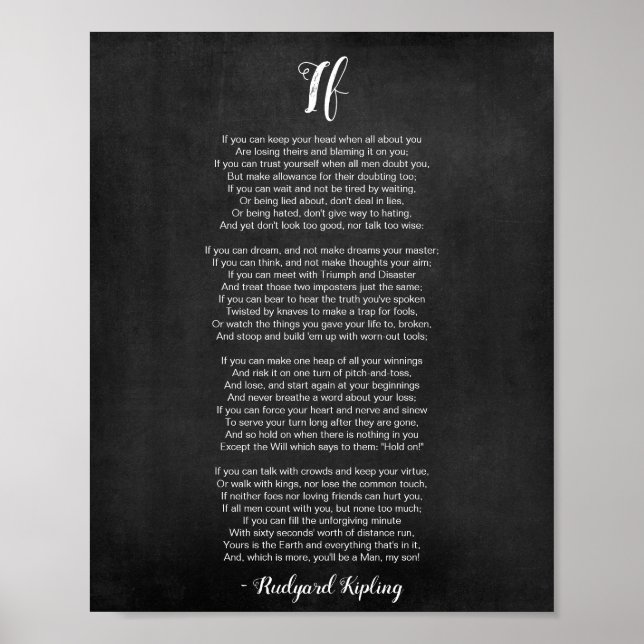 Si Poème de Rudyard Kipling Poster noir et blanc (Devant)