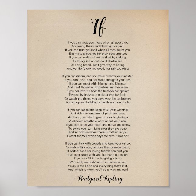 Si Poème de Rudyard Kipling Poster vintage (Devant)