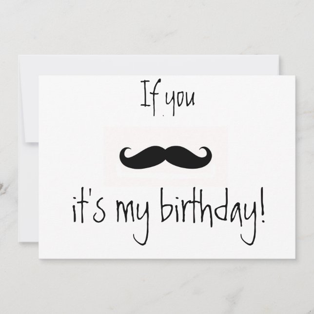 si vous invitation d'anniversaire de moustache (Devant)