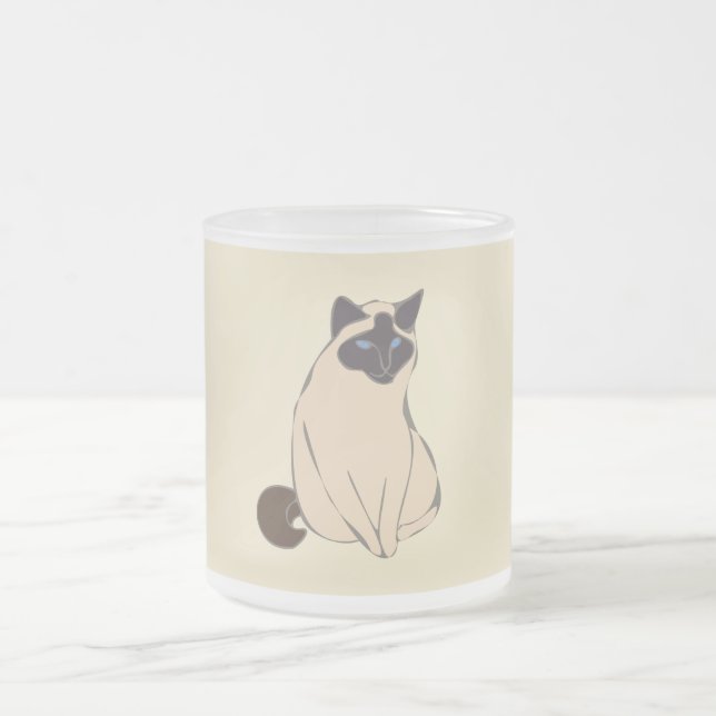 Siamese Cat Frosted Glass Mug (Centre)