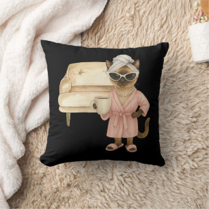 Siamese Cat Loves Coussin de café - Aquarelle mign