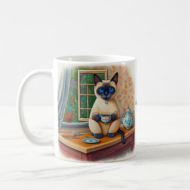 Siamese Cat Tea Time Mug (Gauche)