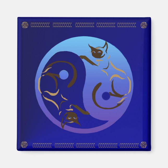 Siamese Cat Yin et Yang Magnet (Devant)