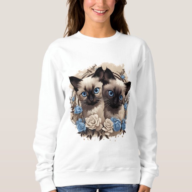 Siamese Kittens Sweatshirt Pour Amoureux de les ch (Devant)