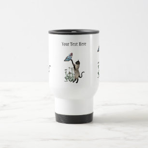 Siamese Papillon de chats marguerites Voyage Mug