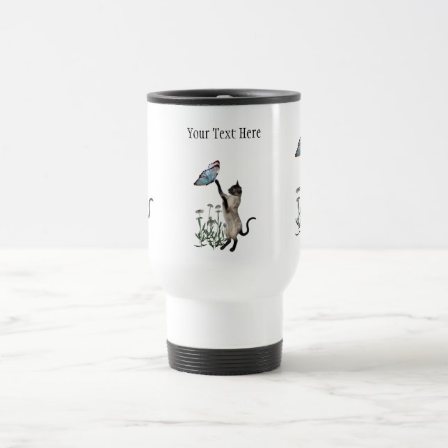 Siamese Papillon de chats marguerites Voyage Mug (Centre)