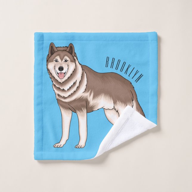 Siberian husky cartoon illustration (Gant de toilette)