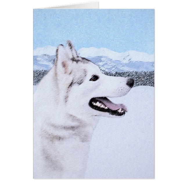 Sibérie Husky (argent et blanc) Peinture Chien Art (Devant)