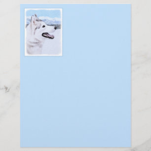 Sibérie Husky (argent et blanc) Peinture Chien Art