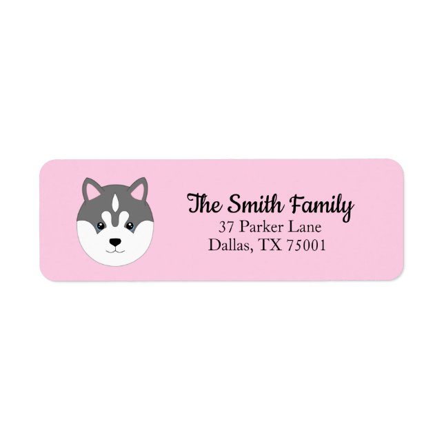 Sibérie Husky Dog Pink Retour Adresse Étiquettes (Devant)