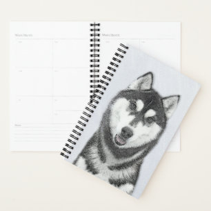Sibérie Husky (noir et blanc) Peinture Chien Art