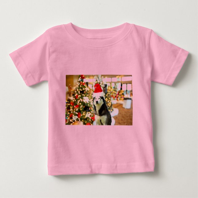 Sibérien Husky Christmas Tree Tshirt Tee - shirt (Devant)