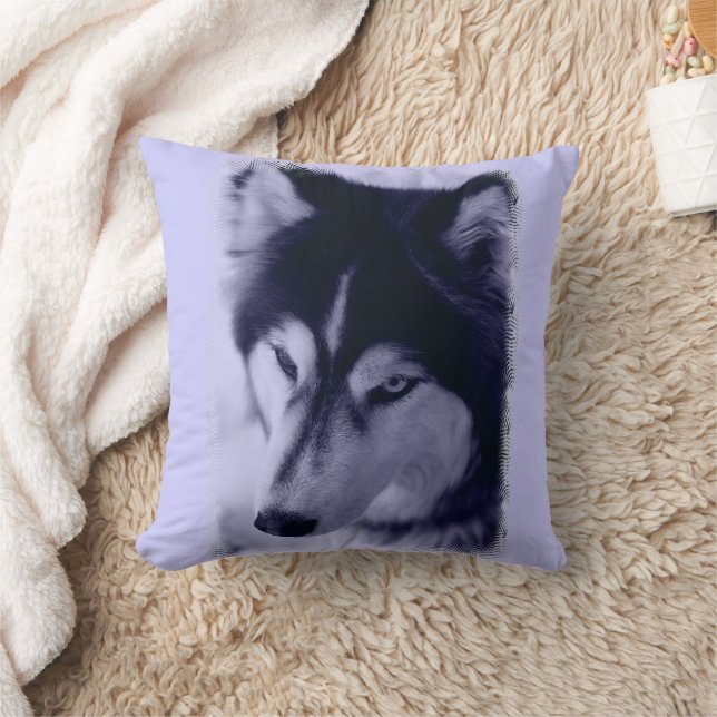 Sibérien Husky Face Coussin bleu Tint (Couverture)