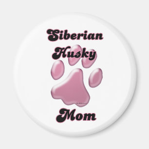 Sibérien Husky Maman Pink Pawprint - Magnet
