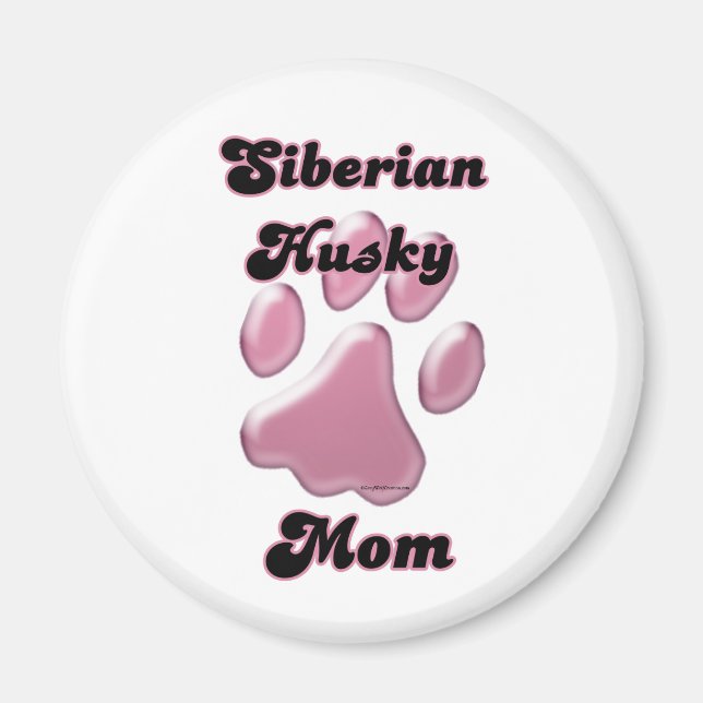 Sibérien Husky Maman Pink Pawprint - Magnet (Devant)