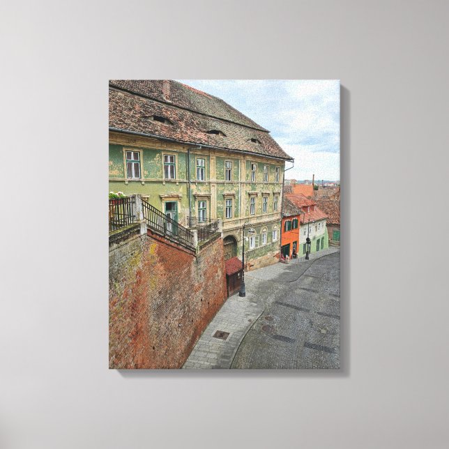 Sibiu bâtiments anciens vue impression de toile (Recto)