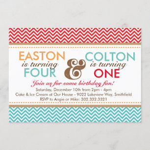 Sibling Chevron (Boys) Invitation de fête d'annive