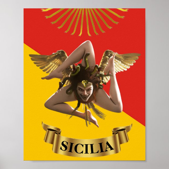 Sicile / Méduse sicilienne Trinacrie  Affiche (Devant)
