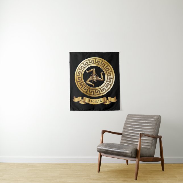 Sicilia (avec le symbole Trinacria) Tapisserie mur (En situation)