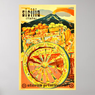 Sicilia, Italie, affiche de voyage