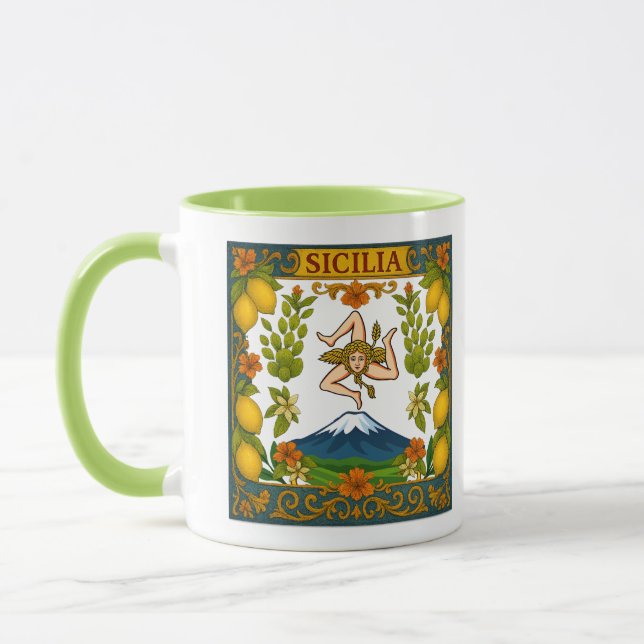 Sicilia Mt.Etna Trinacria Design Mug (Gauche)