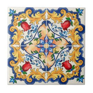 Sicilienne Majolica Motif de carreaux colorés