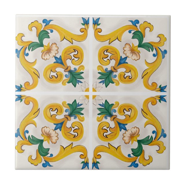 Sicilienne Majolica Motif de carreaux colorés (Devant)