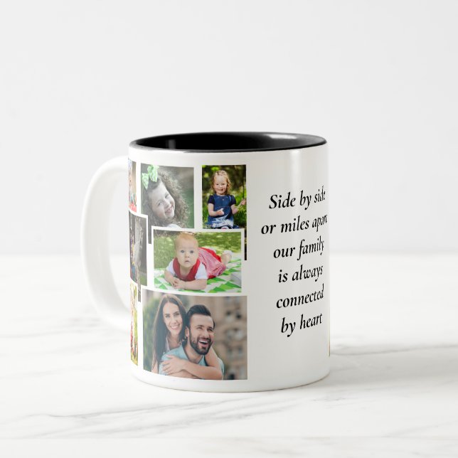 Side by Side Miles Apart Family Photo Cafe Mug (Devant gauche)